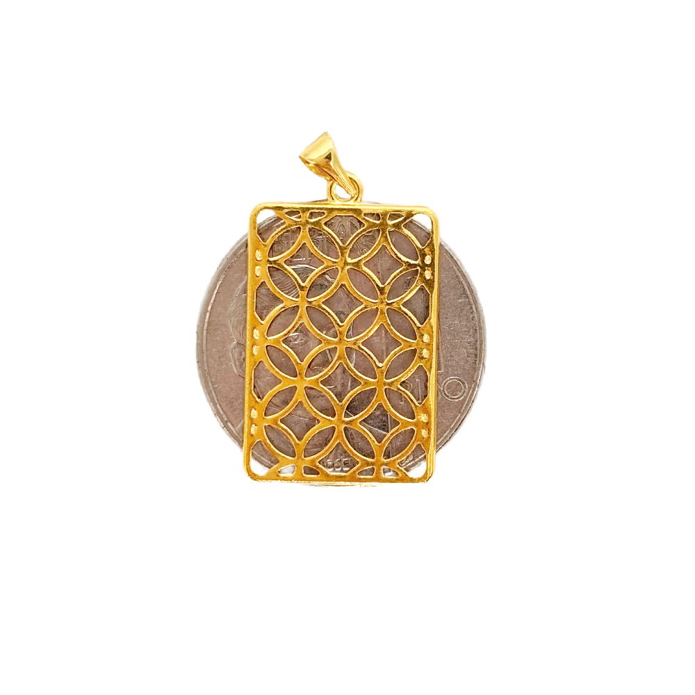 18k Saudi Gold Rectangle Money Catcher Pendant - SKU-TXJSYUBU