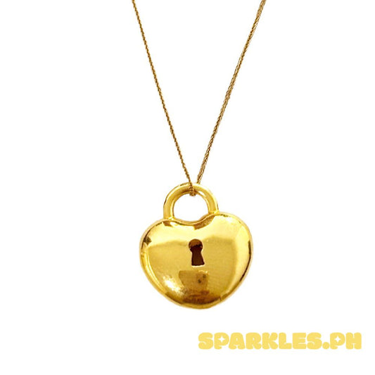 18k Saudi Gold Set Love Lock + Foxtail Chain 18"