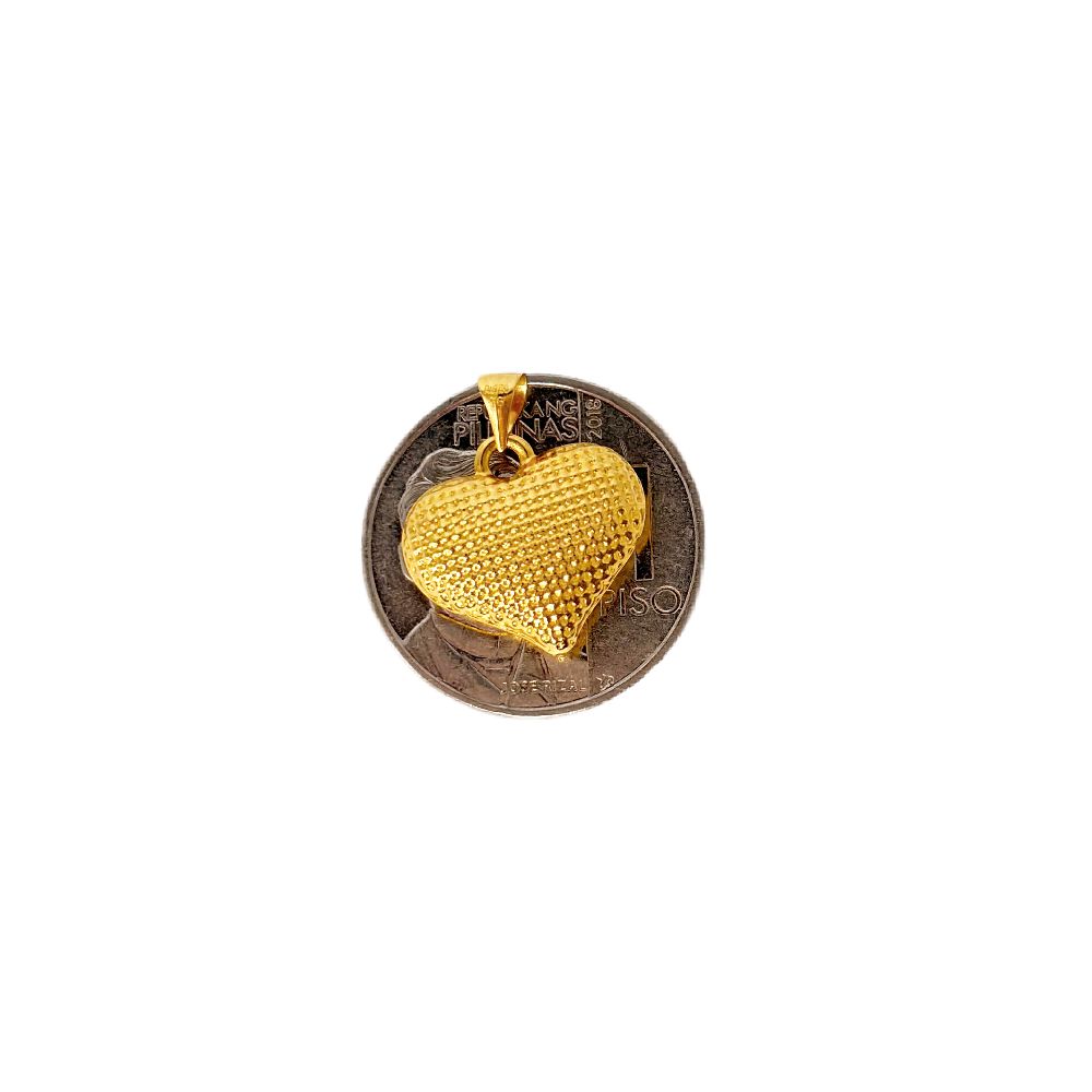 18k Saudi Gold Set Jumbo Dotted Heart + Tauco Knot 18" Manipis