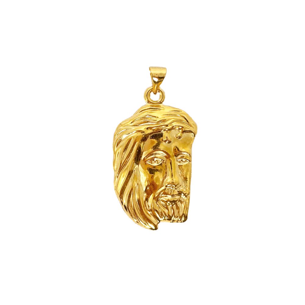 18k Saudi Gold Jesus Face V2 Pendant - SKU-PGGVMBJF