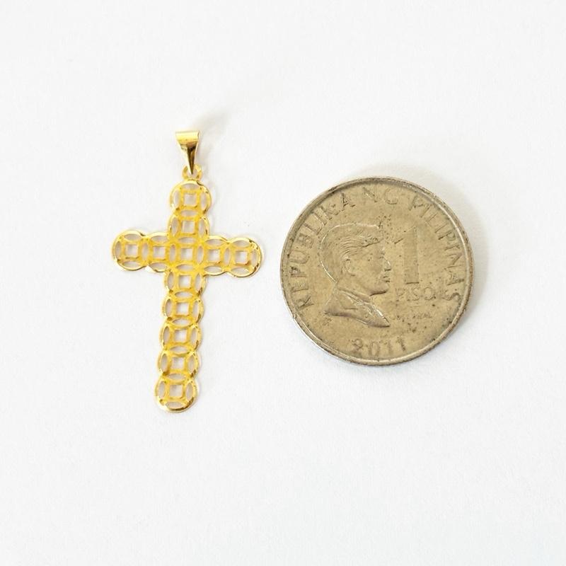18k Saudi Gold Money Catcher Cross Pendant - SKU-V5DYG314