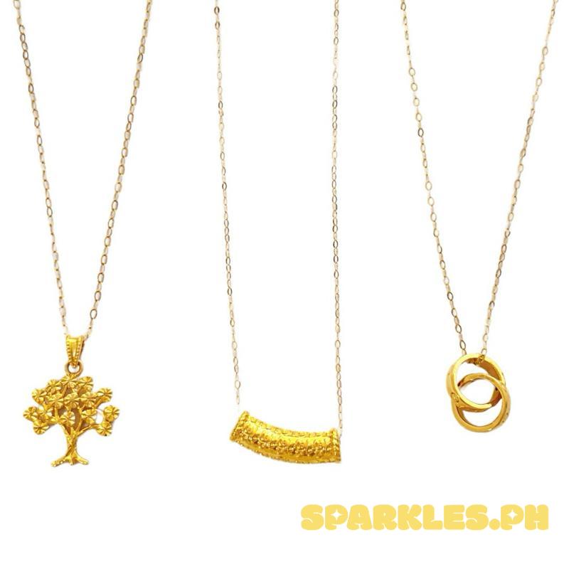 18k Saudi Gold Triple Sets AMPAW/HOLLOW Punong Ginto + Tauco Chain lv1 + AMPAW/HOLLOW Tunnel Style Barrel + Tauco Chain lv1 + AMPAW/HOLLOW Twin Circle + Tauco Chain lv1