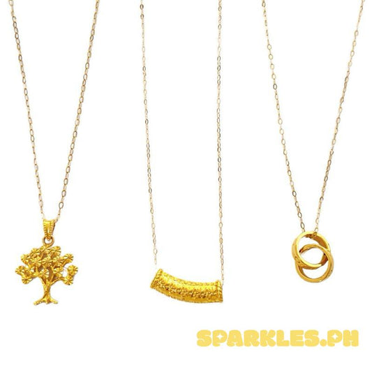 18k Saudi Gold Triple Sets AMPAW/HOLLOW Punong Ginto + Tauco Chain lv1 + AMPAW/HOLLOW Tunnel Style Barrel + Tauco Chain lv1 + AMPAW/HOLLOW Twin Circle + Tauco Chain lv1