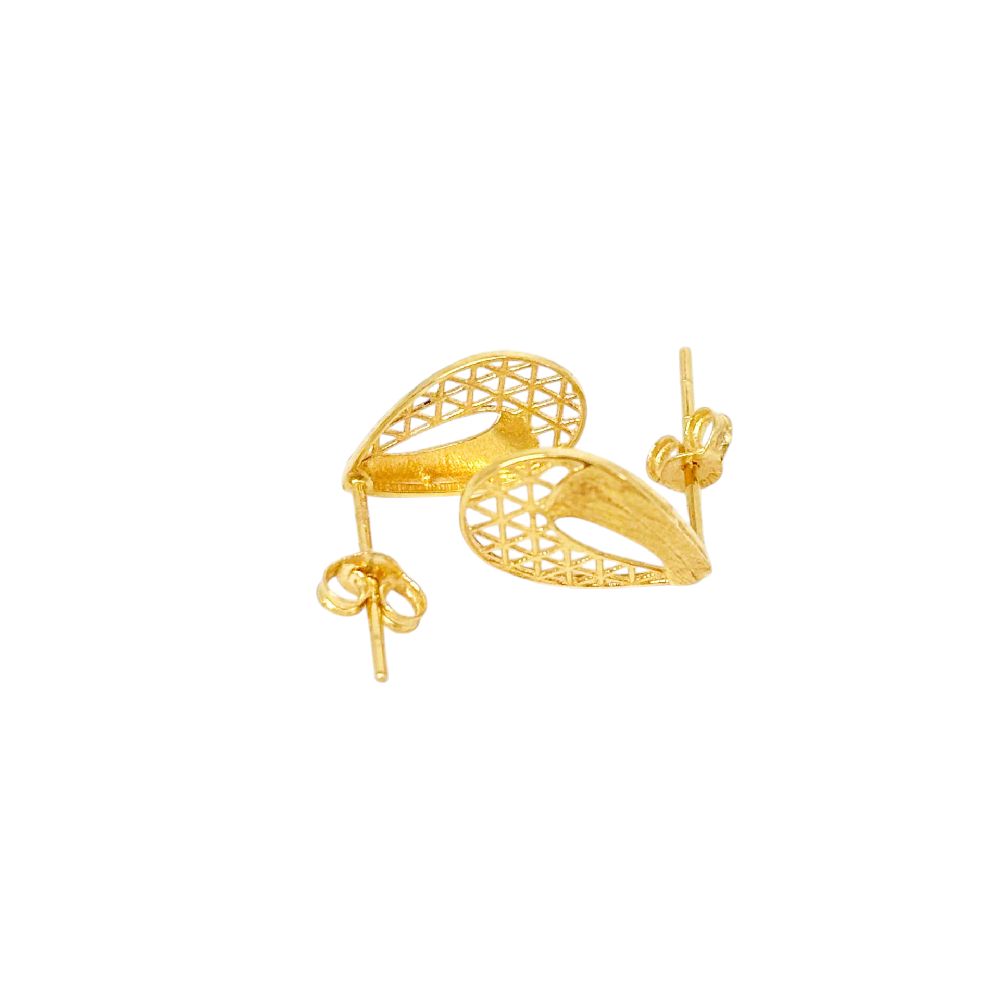 18k Saudi Gold Net Teardrop Earring Solid Pawnable - SKU-240RTE96