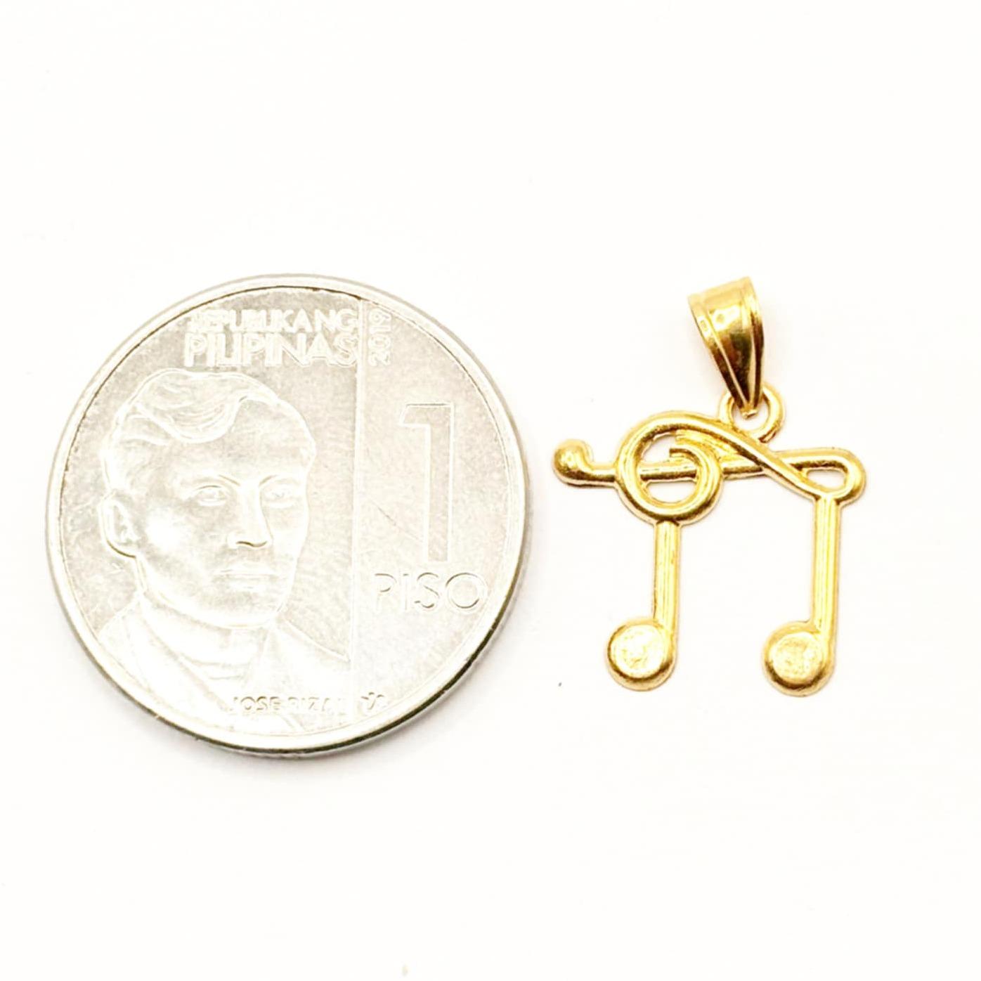 18k Saudi Gold Musical Note Style Solid Pendant