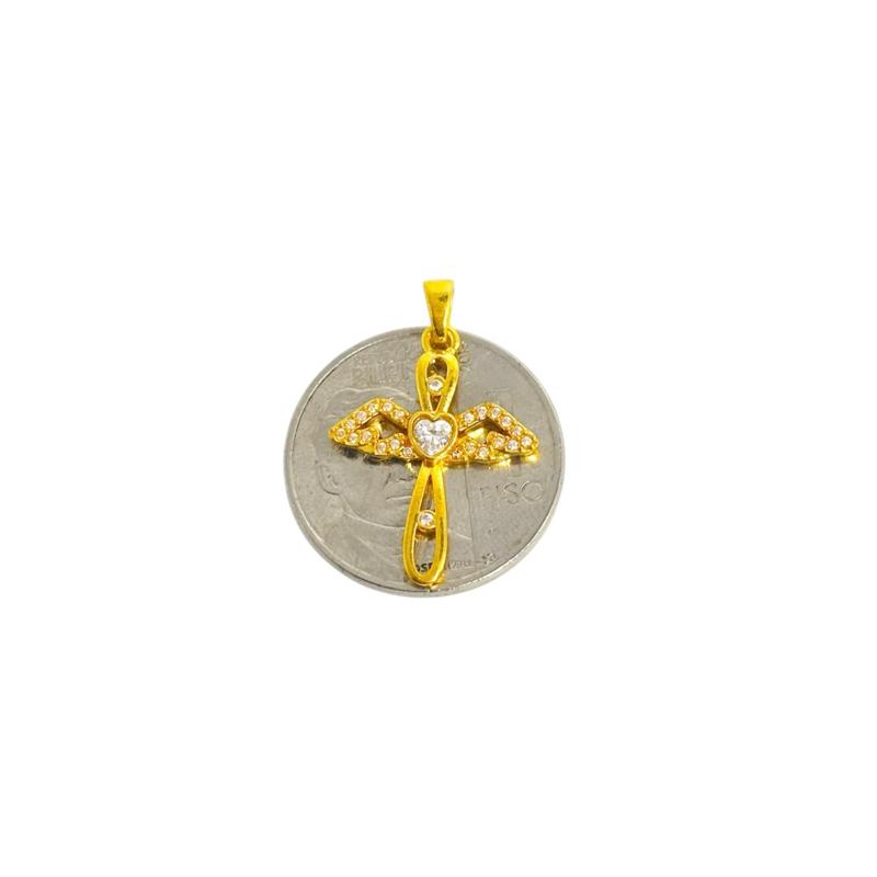 18k Saudi Gold AMPAW/HOLLOW Moissanite Angel Pendant - SKU-LC1BB2ZQ
