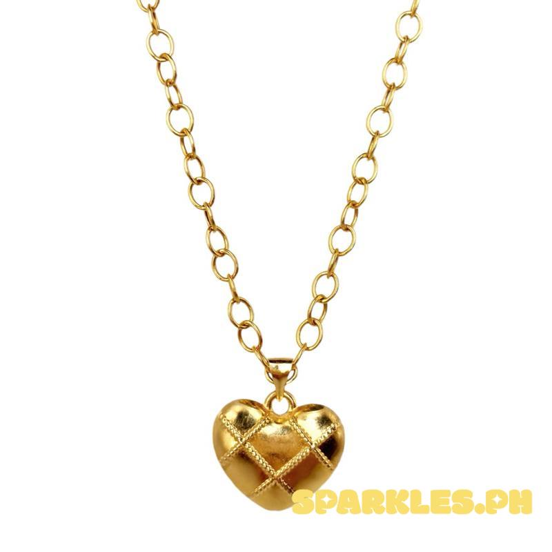 18k Saudi Gold Set Grid Heart Buo + Big Tauco Chain 18”