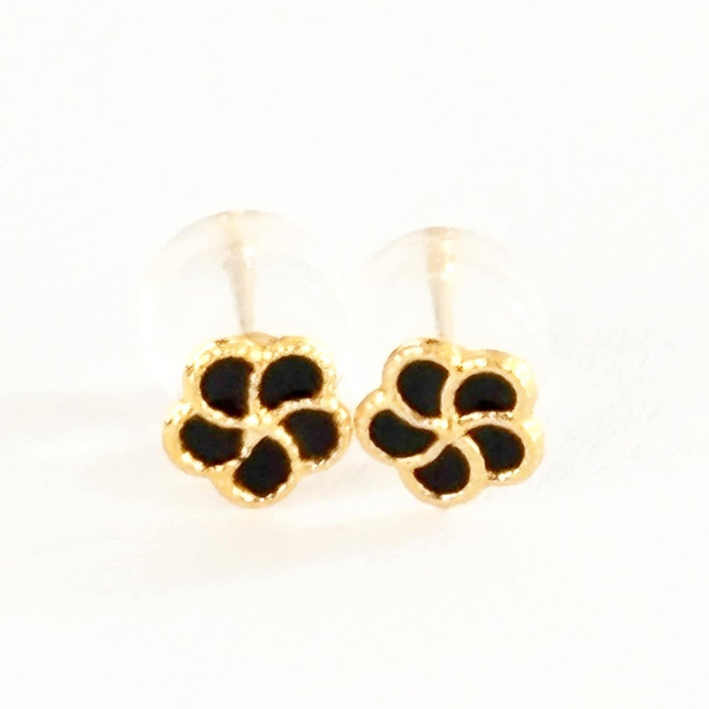 18k Saudi Gold Blossom Earring with Silicon Pakaw - SKU-VQTID1UD