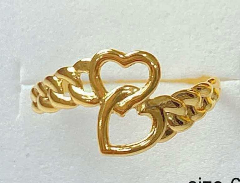 18k Saudi Gold Sisters Heart Ring Solid Pawnable - SKU-JCYJIWT3