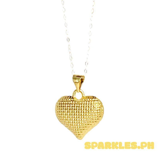 18k Saudi Gold Set Jumbo Dotted Heart + Tauco Chain lv1