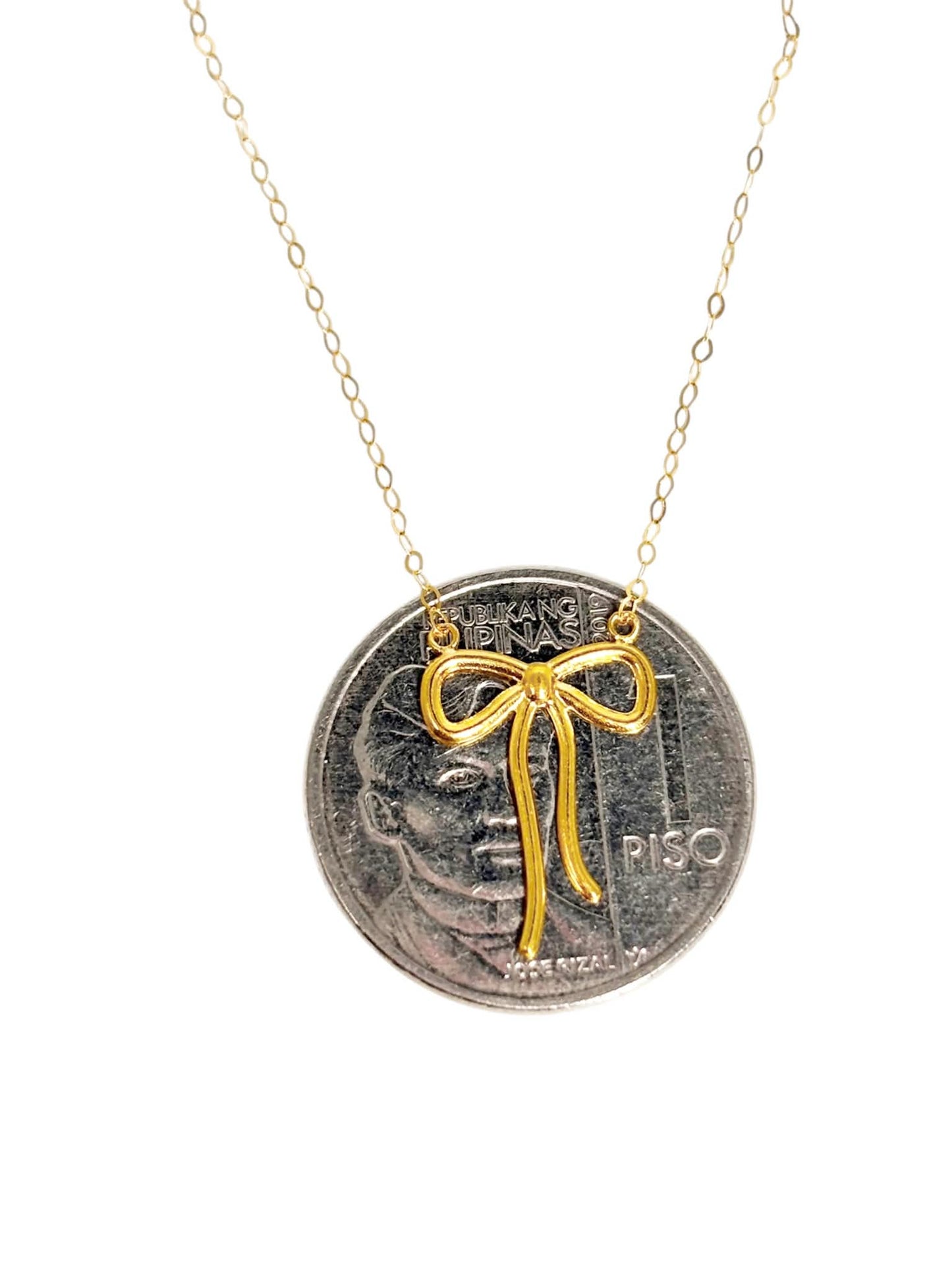 18k Saudi Gold Mini Ribbon Necklace - SKUMA3026NEC