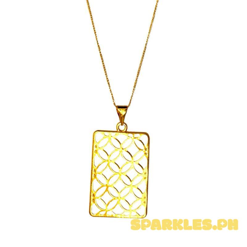 18k Saudi Gold Set Rectangle Money Catcher + Foxtail Chain 18”