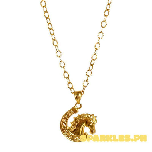 18k Saudi Gold Set Horseshoe + Diacut Circle Chain 18”