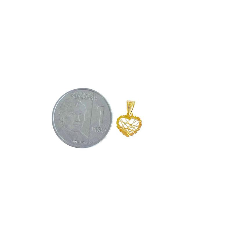 18k Saudi Gold Net Heart Pendant - SKU-90V6CVGZ