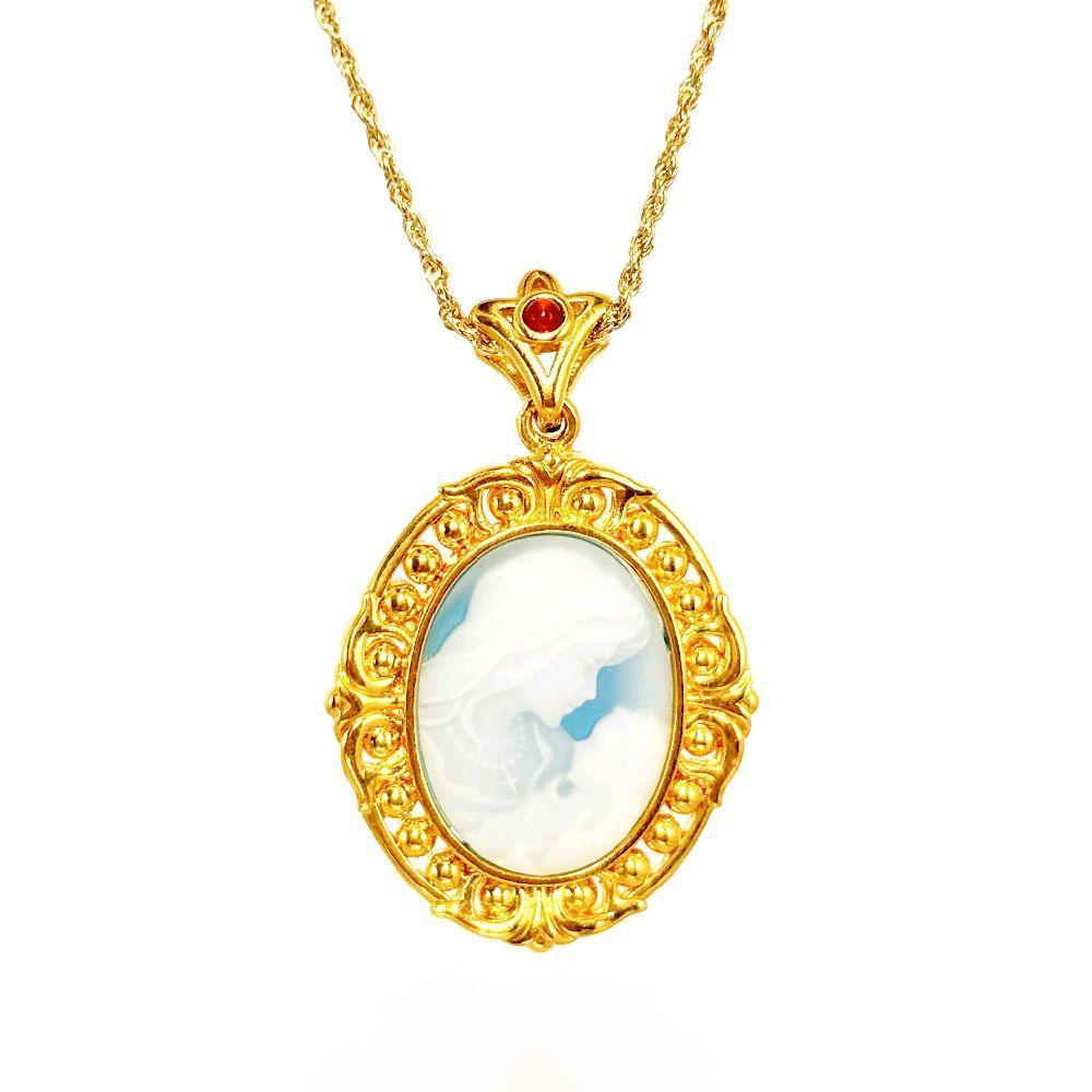 18k Saudi Gold Mirror Mary HOLLOW + Rope Chain 16"