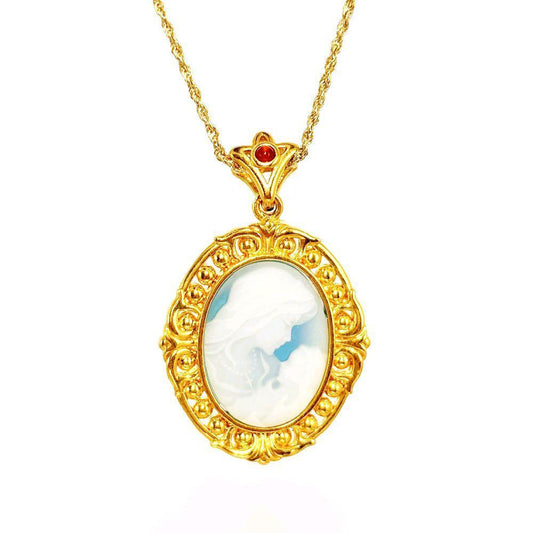 18k Saudi Gold Mirror Mary HOLLOW + Rope Chain 16"