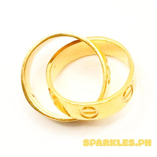 18k Saudi Gold Solid Twin Circle Pendant - SKU-JKZXJRXL