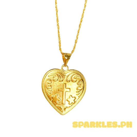 18k Saudi Gold Set Love Cross + Rope Chain 20"
