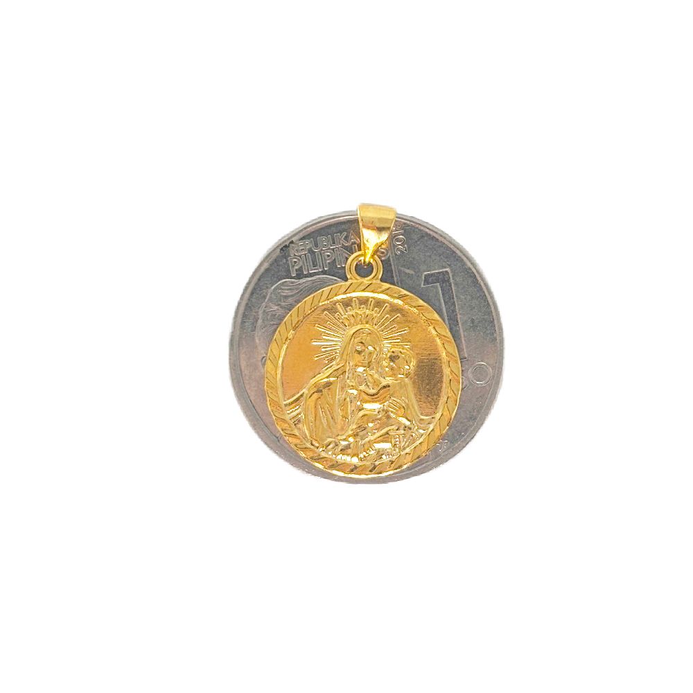 18k Saudi Gold 15mm Mother & Child Pendant - SKU-QYF4NKNO