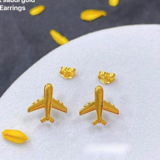 18k Saudi Gold Airplane Earring Solid Pawnable - SKU-5IVNZBFY
