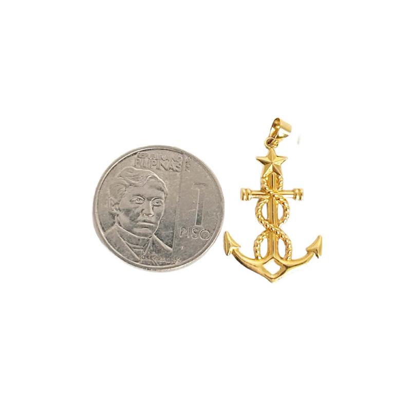 18k Saudi Gold Set Anchor Star + Figaru Chain 20”