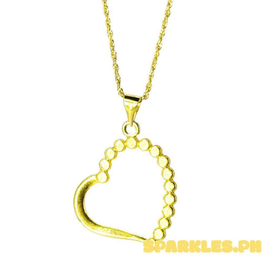 18k Saudi Gold Set Bubble Heart + Rope Chain 22