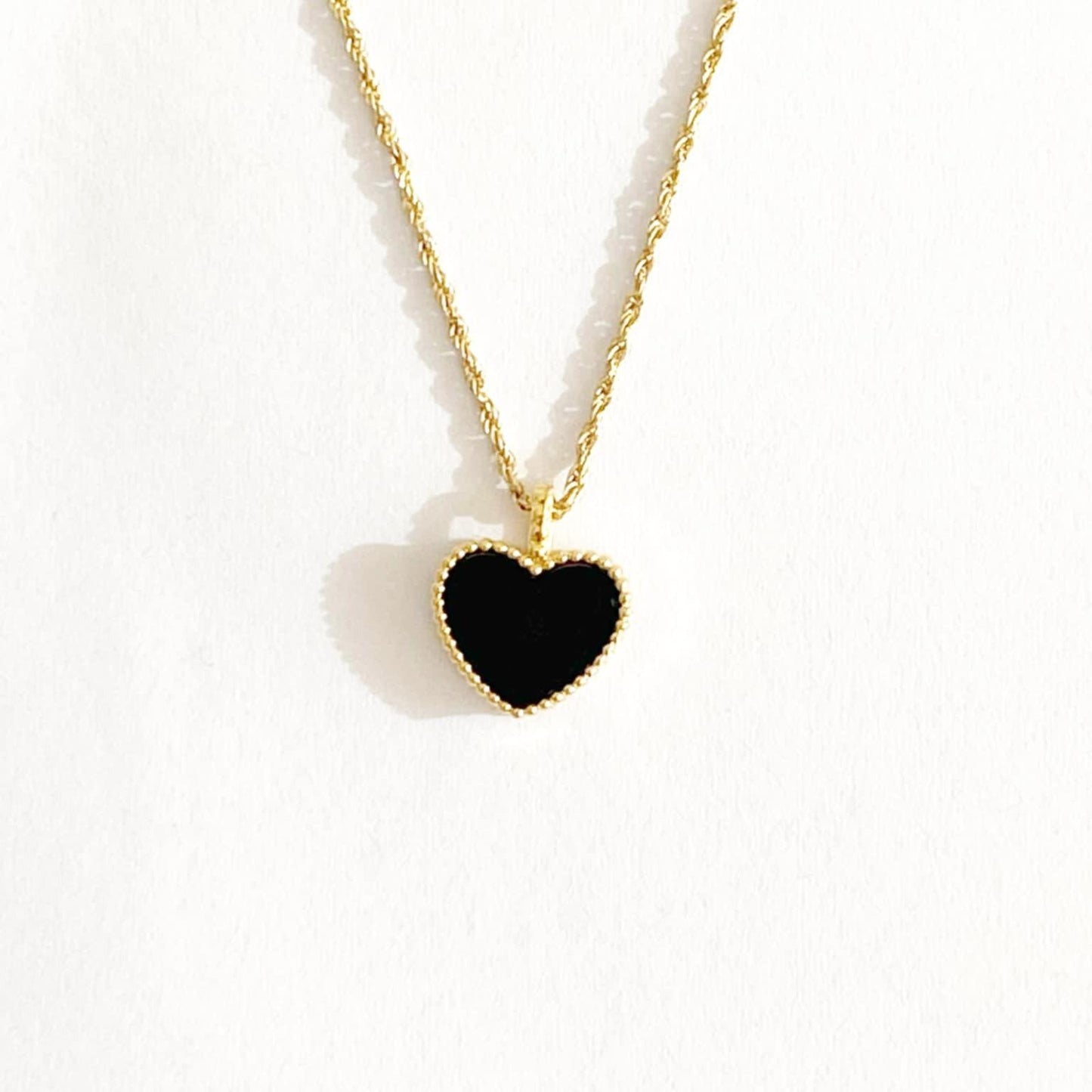 18K Saudi Gold 10mm Heart Small Hook + Rope Chain 16"