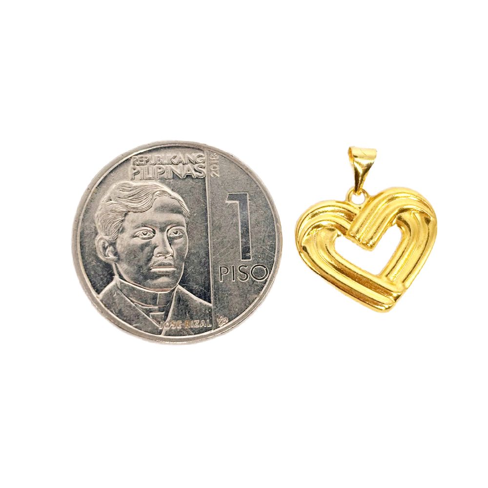 18k Saudi Gold Set Ensaymada Heart + Foxtail Chain 18"