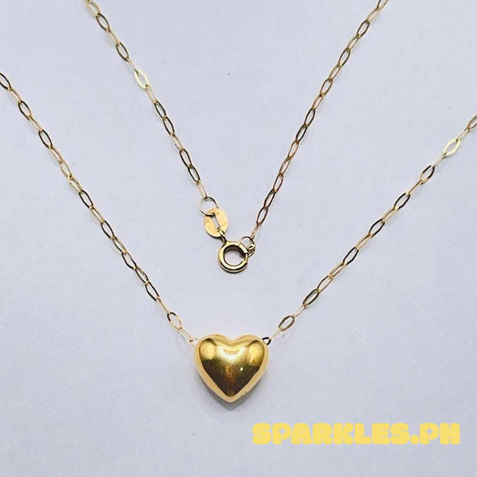 SET Stunning Heart + Micro Paperclip Chain Solid Pawnable