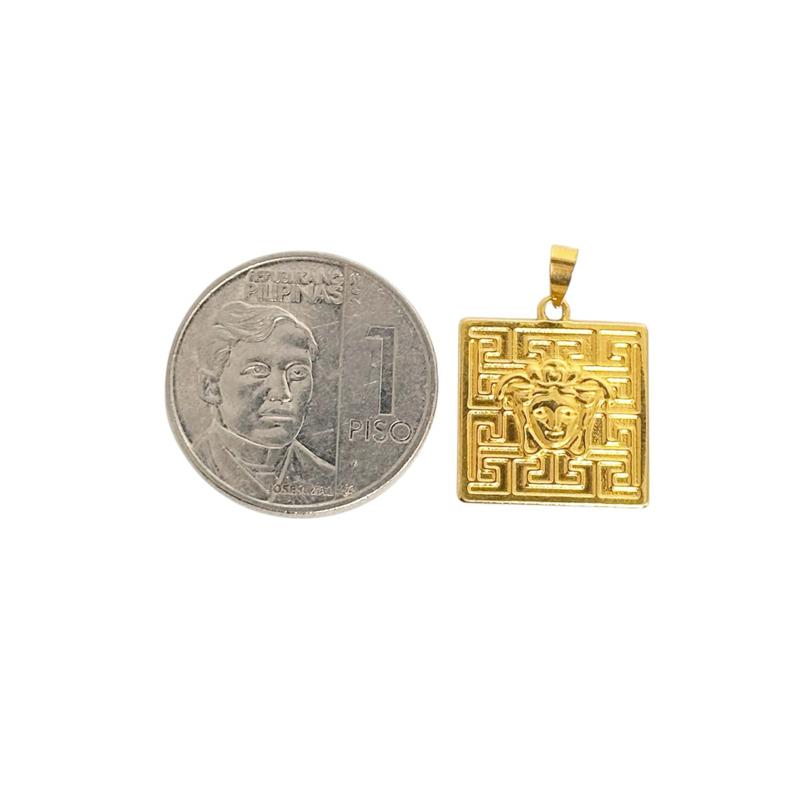 18k Saudi Gold Set Greek Lion Head + Figaru Chain 20”
