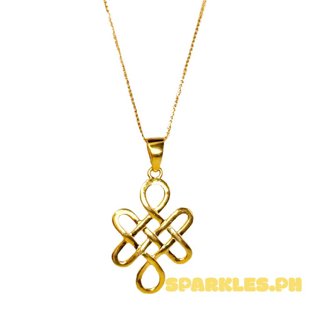 18k Saudi Gold Set Infinity Knot + Foxtail Chain 18"