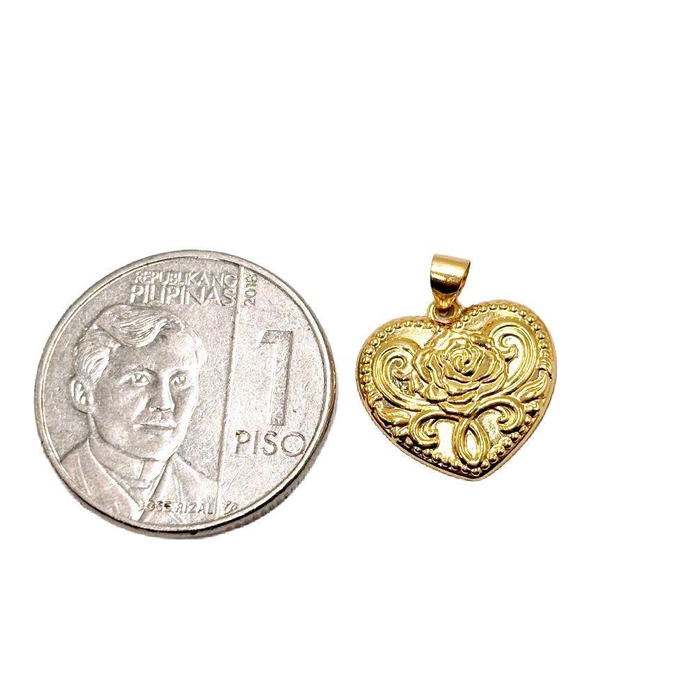 18k Saudi Gold Set  Small Love Rose + Foxtail Chain 18"