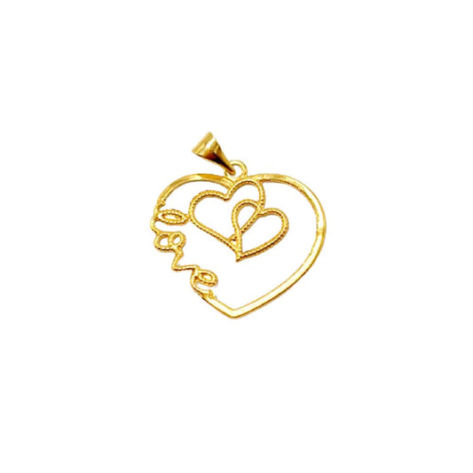 18k Saudi Gold Set Romantic Heart Pendant - SKU-8YNVQ4ZN