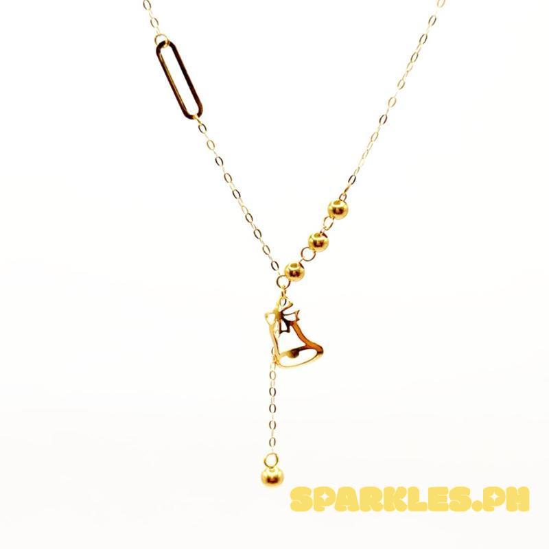 18k Saudi Gold Bell Drop Necklace - SKU-LA0GZMCX