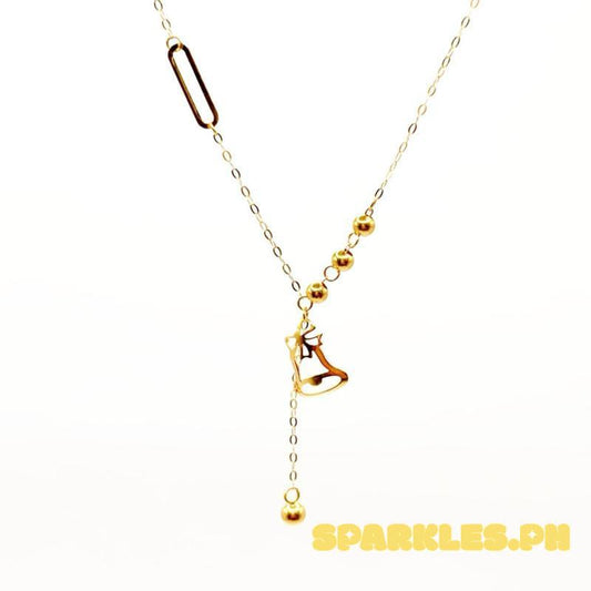 18k Saudi Gold Bell Drop Necklace - SKU-LA0GZMCX