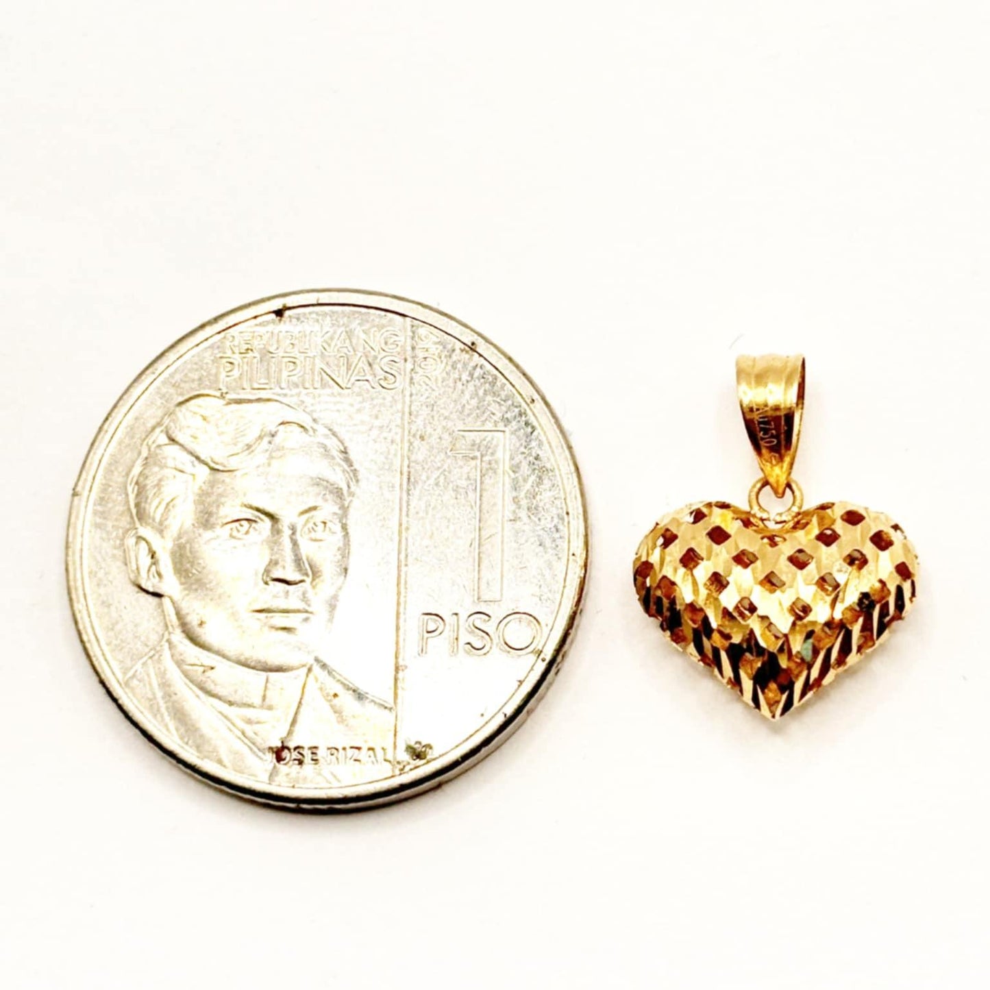 18k Saudi Gold Strainer Heart Pendant - SKU-4ZWW4LTD