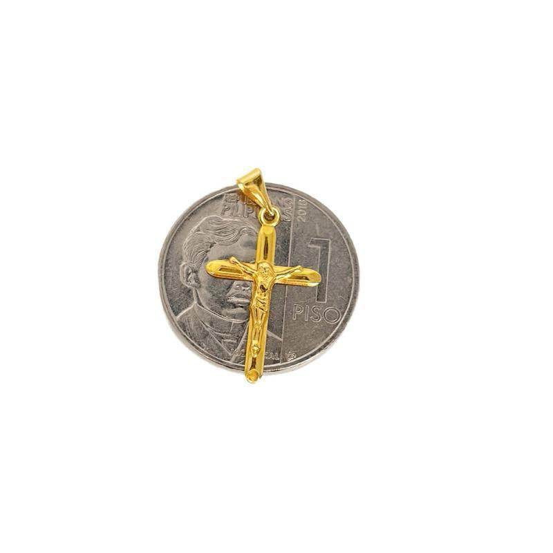 18k Saudi Gold Set CrossPlain Jesus Style + Figaru Chain 18”