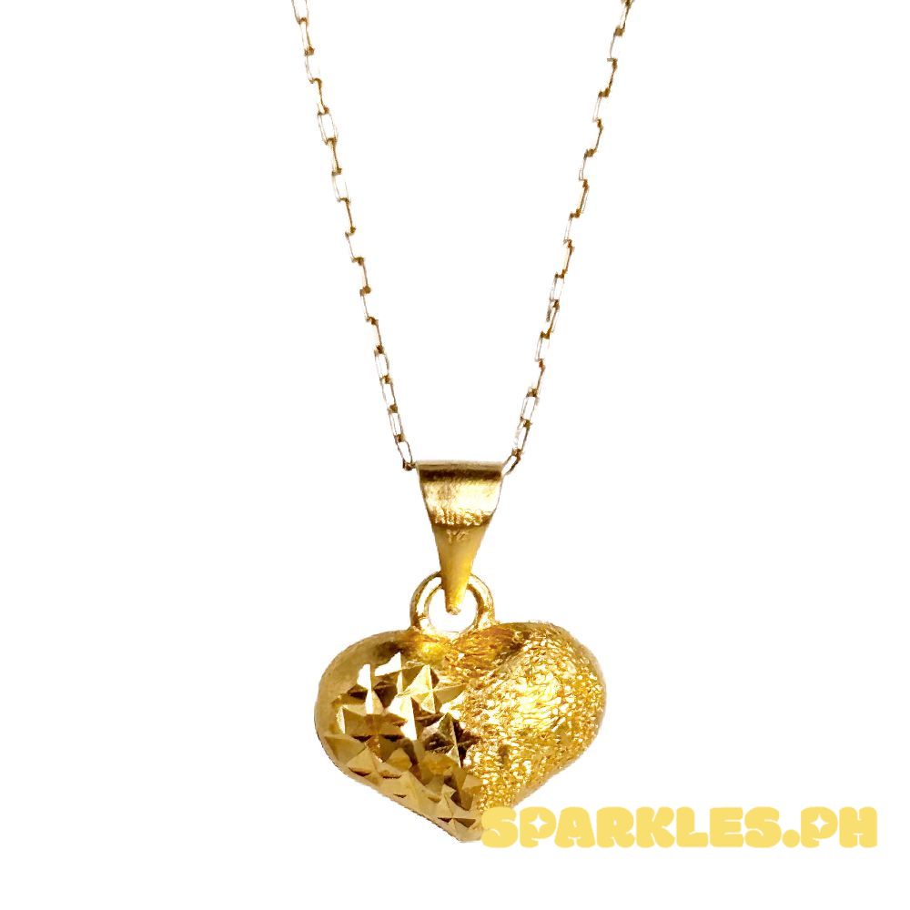 18k Saudi Gold Set Diashine Heart + Karkar Chain 18"