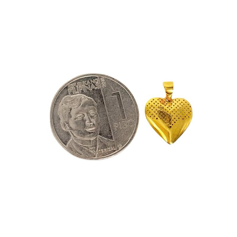18k Saudi Gold Set Tri Dot Heart + Foxtail Chain 18”