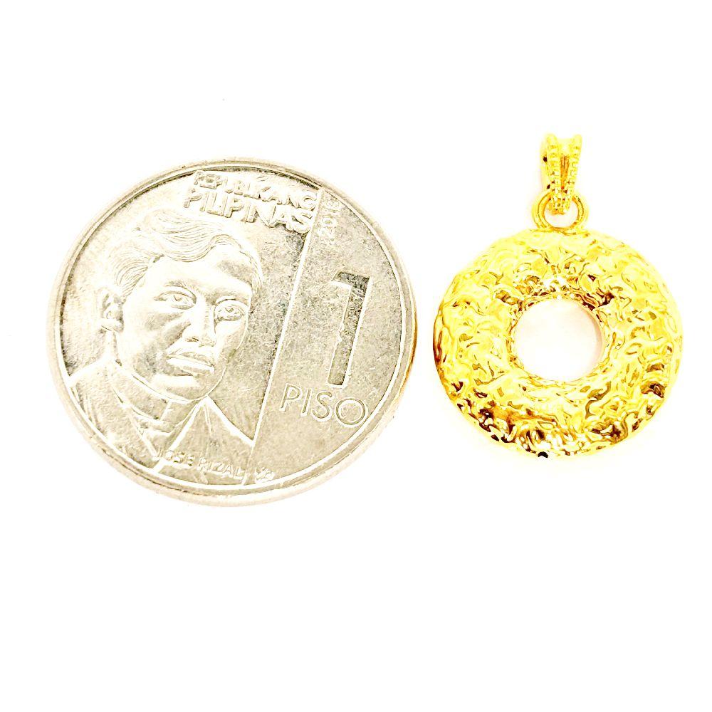 18k Saudi Gold Donut HOLLOW Pendant - SKU-STRSRJOK