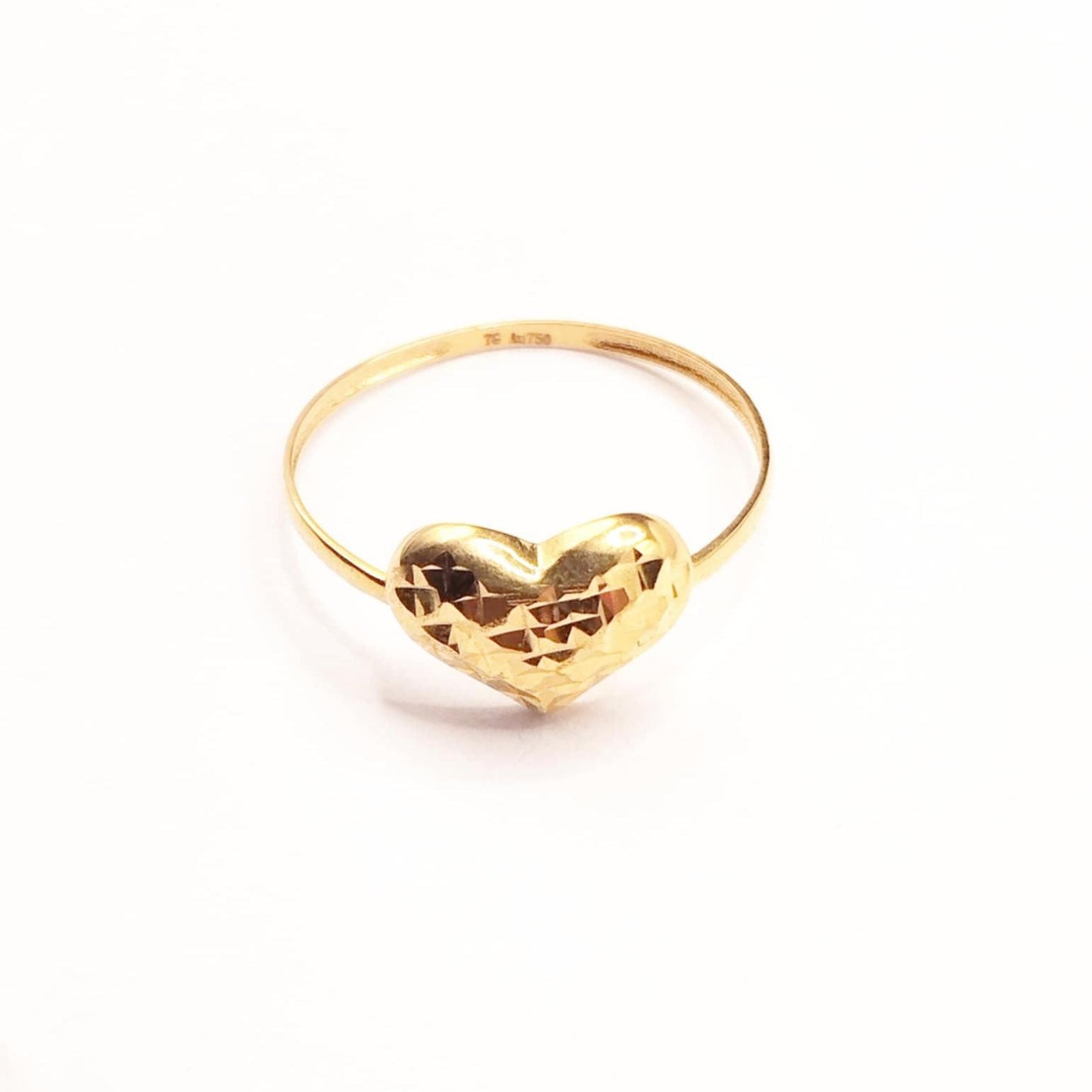 18k Saudi Gold Big Diacut Heart Ring Solid Pawnable - SKU-RY67EN2E