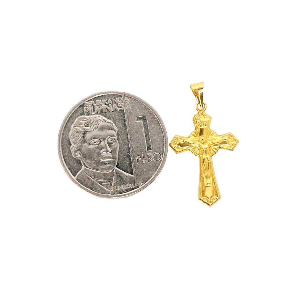 18k Saudi Gold Set Crown Cross + Foxtail Chain 18"