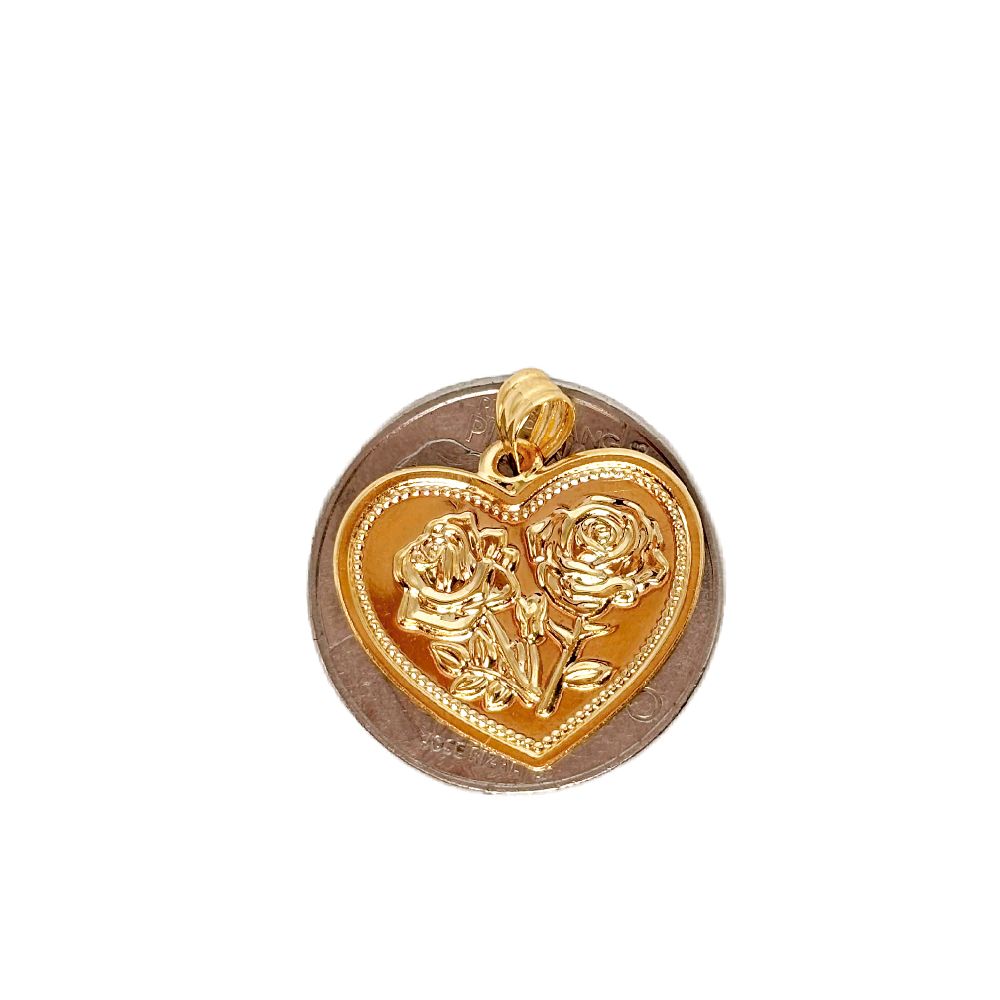 18k Saudi Gold Twin Rose Pendant - SKU-P2PQG3OK