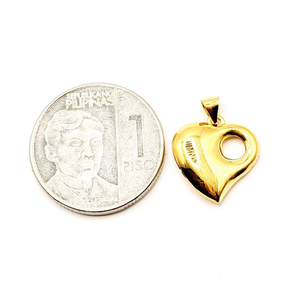 18k Saudi Gold Hole Heart Pendant -SKU-I0FJTCEK