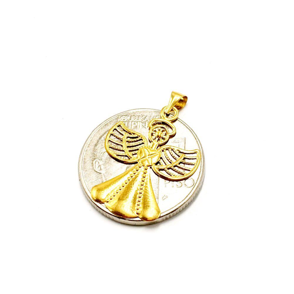 18k Saudi Gold Guardian Angel Pendant - SKU-CLVSQDAJ