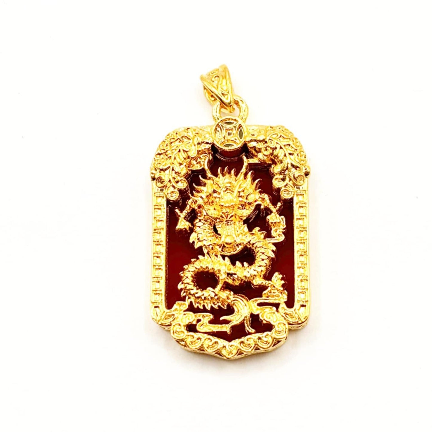 AMPAW/HOLLOW 18k Saudi Gold Bar Dragon  Pendant - SKU-ECUDN32G1