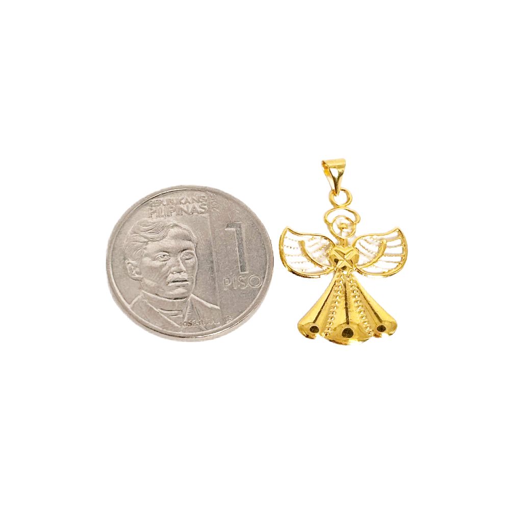 18k Saudi Gold Set Guardian Angel + Foxtail Chain 18"