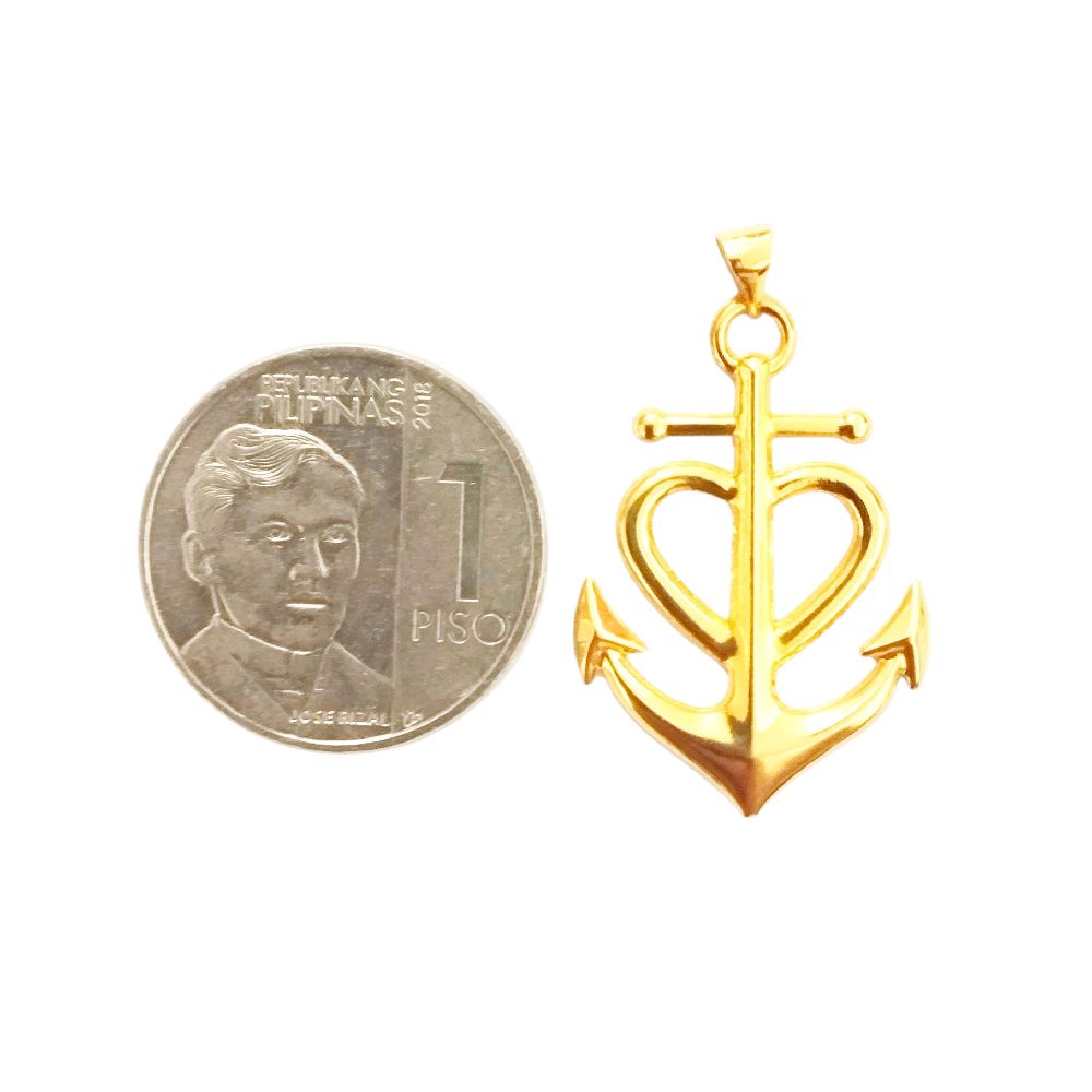 18k Saudi Gold Set Anchor Heart + Cadena Chain Makapal 24"