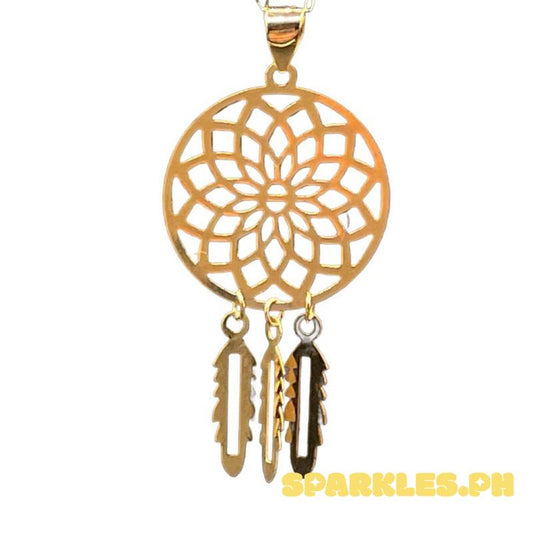 18k Saudi Gold Solid Dream Catcher Pendant - SKU-AR68MQB4