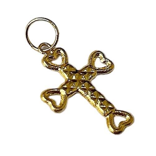18k Saudi Gold Heart Diacut Cross Solid Pawnable